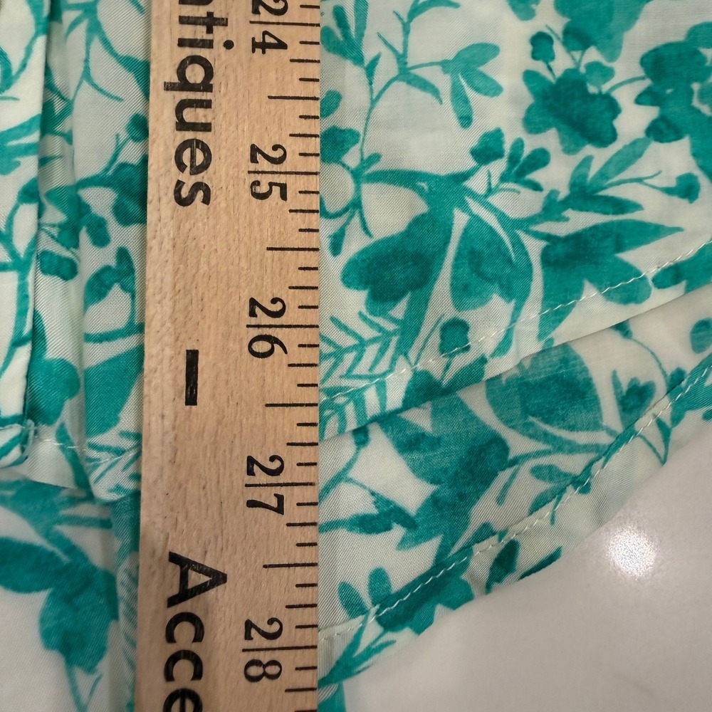 Anthropologie Maeve "Islet" Teal Green Pintuck Floral Button Down Blouse Small - Picture 6 of 8